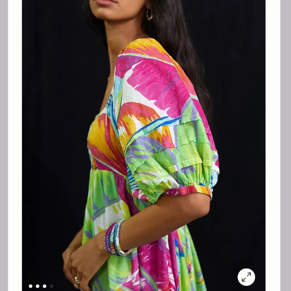 Anthropologie + Farm Rio Rainbow Leaves Midi Dress - Picture 4 of 9